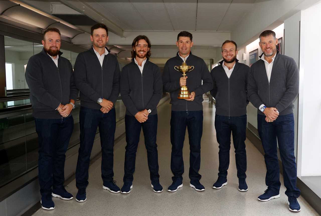 Europe's Ryder Cup team boards flight to the USA in matching outfits, as Westwood and Co prepare to battle this weekend