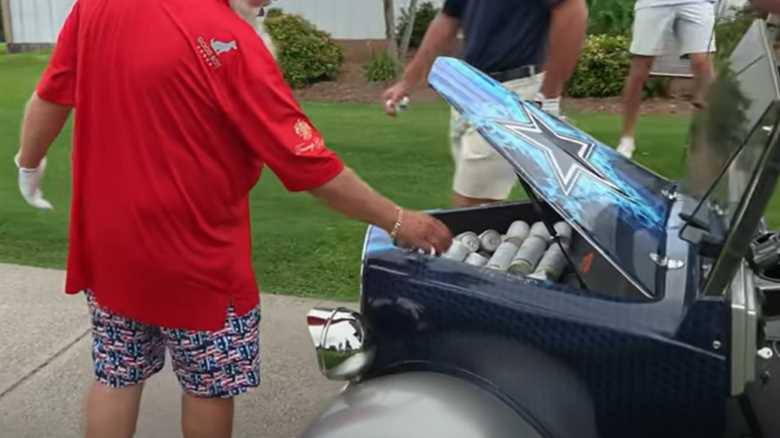 Golf legend John Daly leaves Bryson DeChambeau stunned as he shows off golf cart with built-in DRINKS COOLER