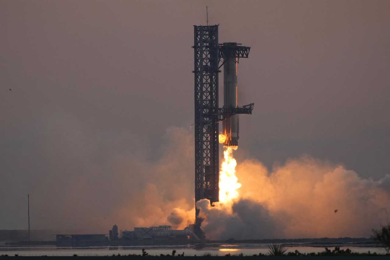 a large rocket is being launched into space