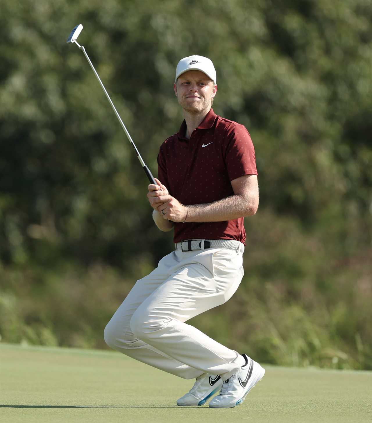 Cam Davis of Australia reacts on the 18th green.