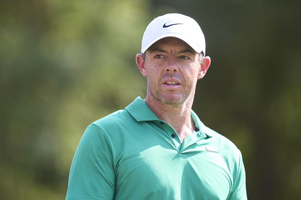 DUBAI, UNITED ARAB EMIRATES - NOVEMBER 14: Rory McIlroy of Northern Ireland looks on during day one of the DP World Tour Championship 2024 at Jumeirah Golf Estates on November 14, 2024 in Dubai, United Arab Emirates. (Photo by Mateo Villalba/Getty Images)