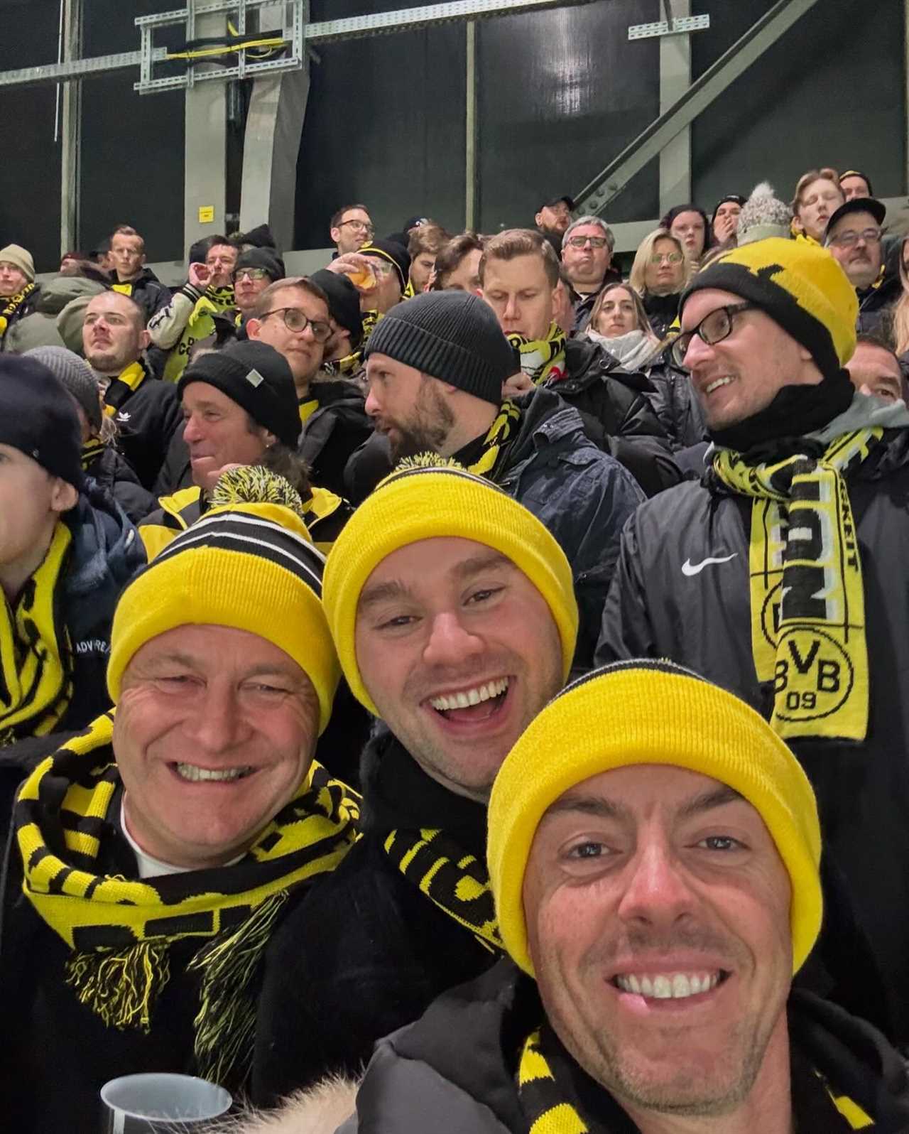 Rory McIlroy at a Borussia Dortmund soccer game.