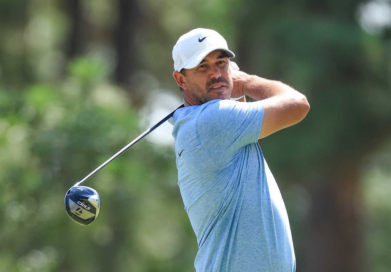 Brooks Koepka taking a tee shot.