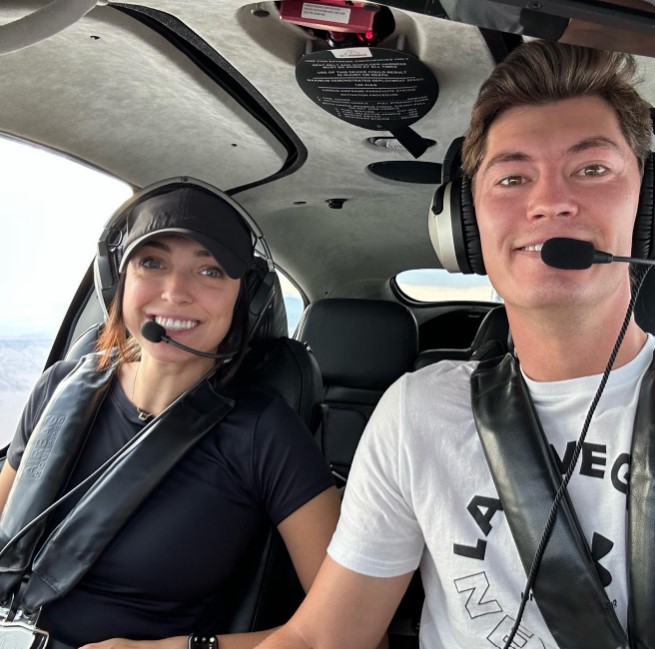 Maverick McNealy in a helicopter.