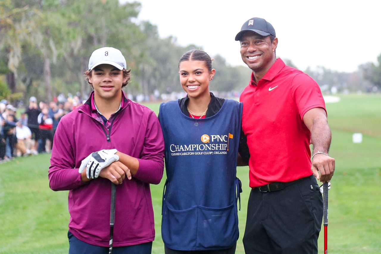 Tiger Woods with his children at the PNC Championship.