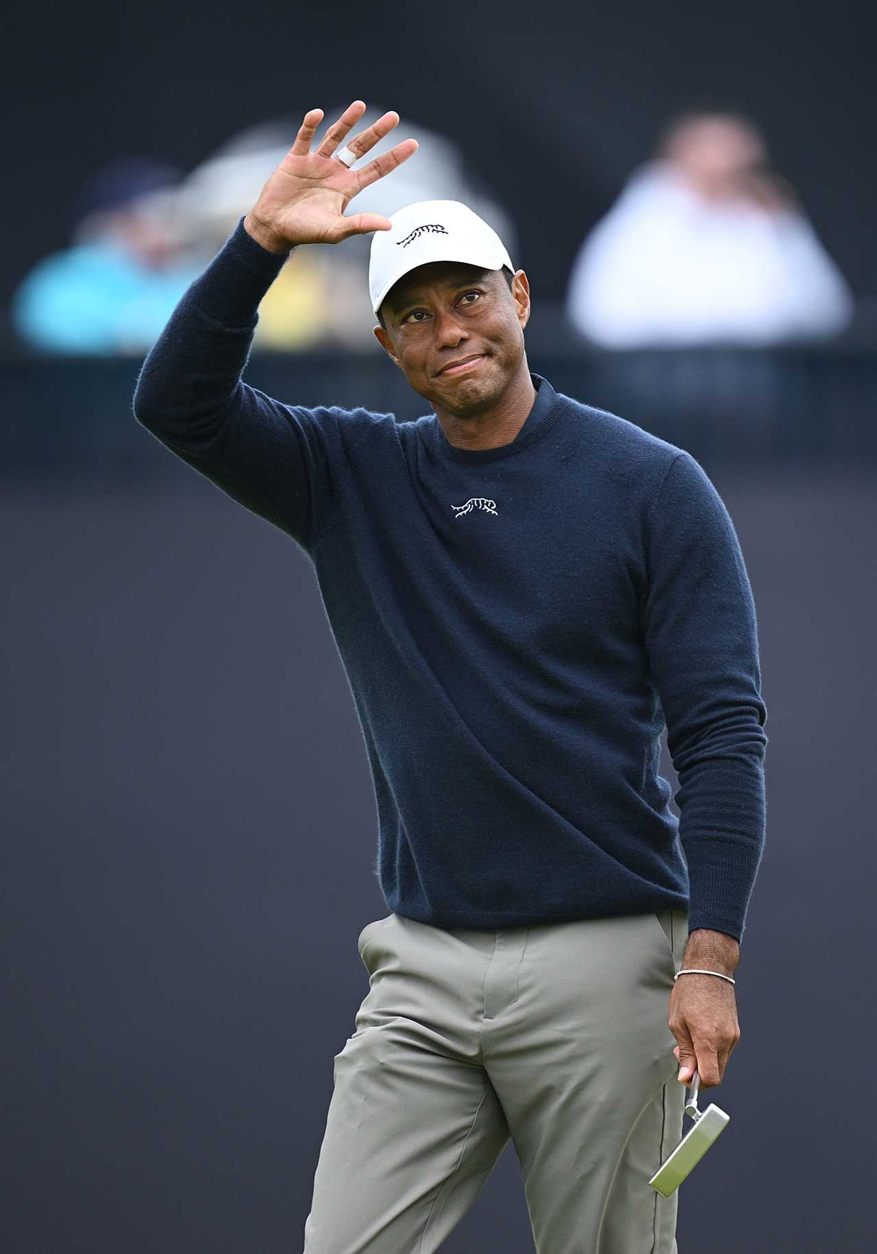 Tiger Woods acknowledging the crowd.