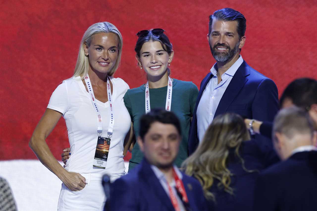 Vanessa Trump, Kai Trump, and Donald Trump Jr. at the Republican National Convention.