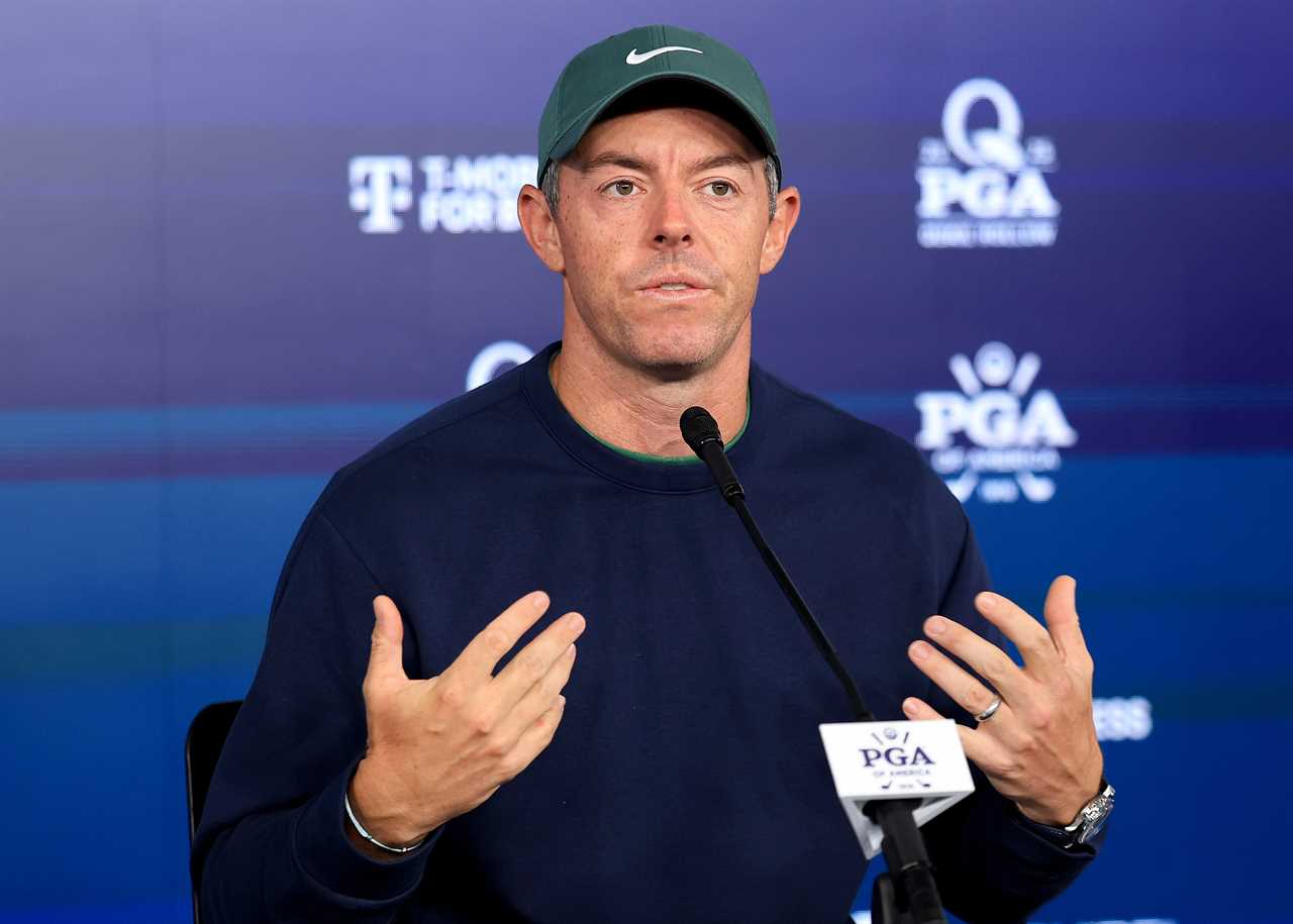 Rory McIlroy speaking at a press conference.