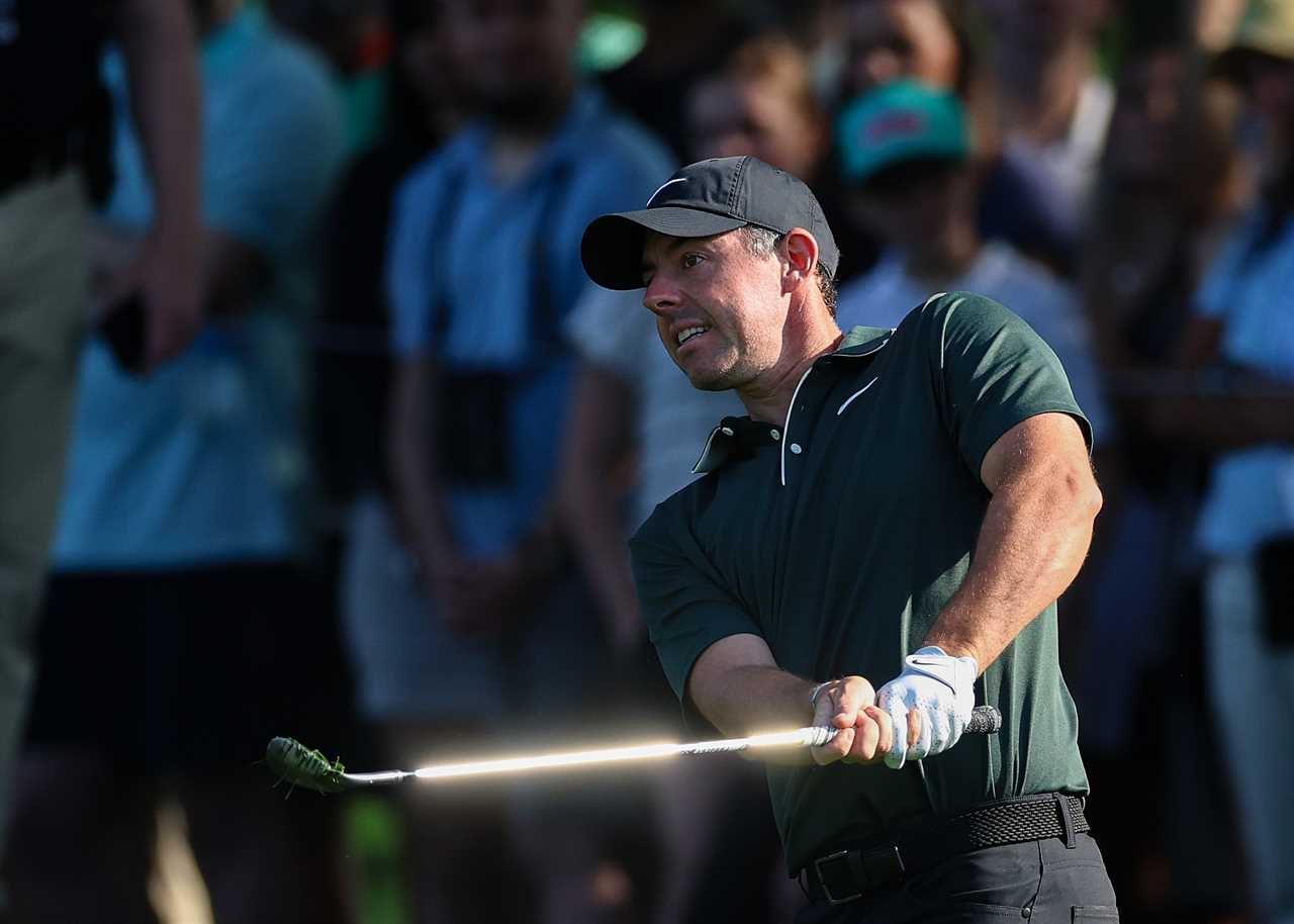 Rory McIlroy of Northern Ireland playing golf.