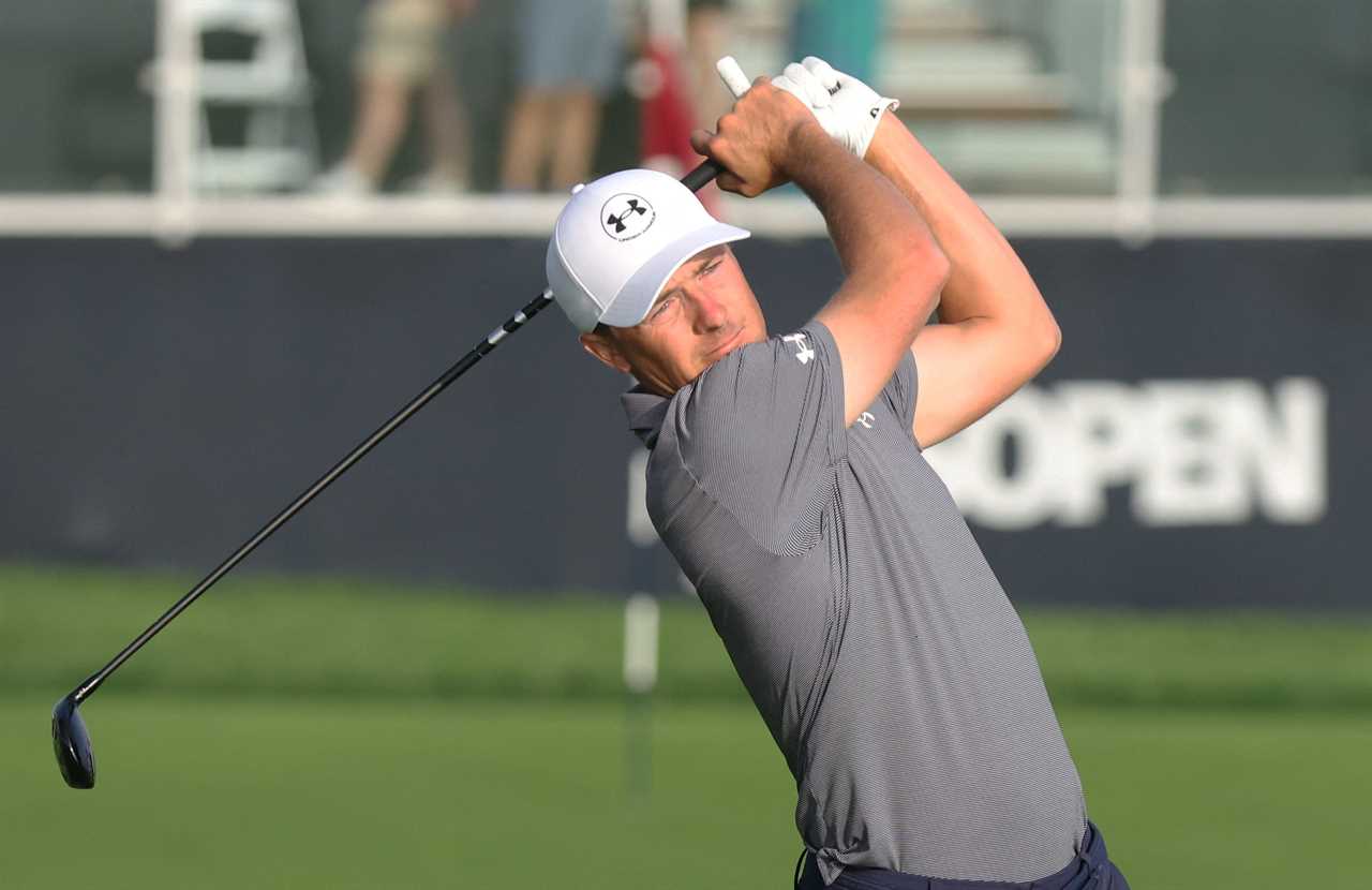Jordan Spieth hitting a tee shot.