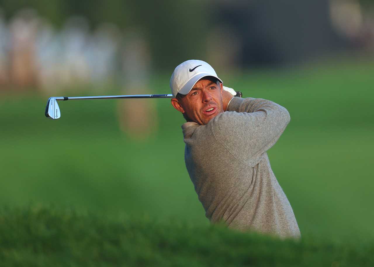 Rory McIlroy of Northern Ireland playing golf.