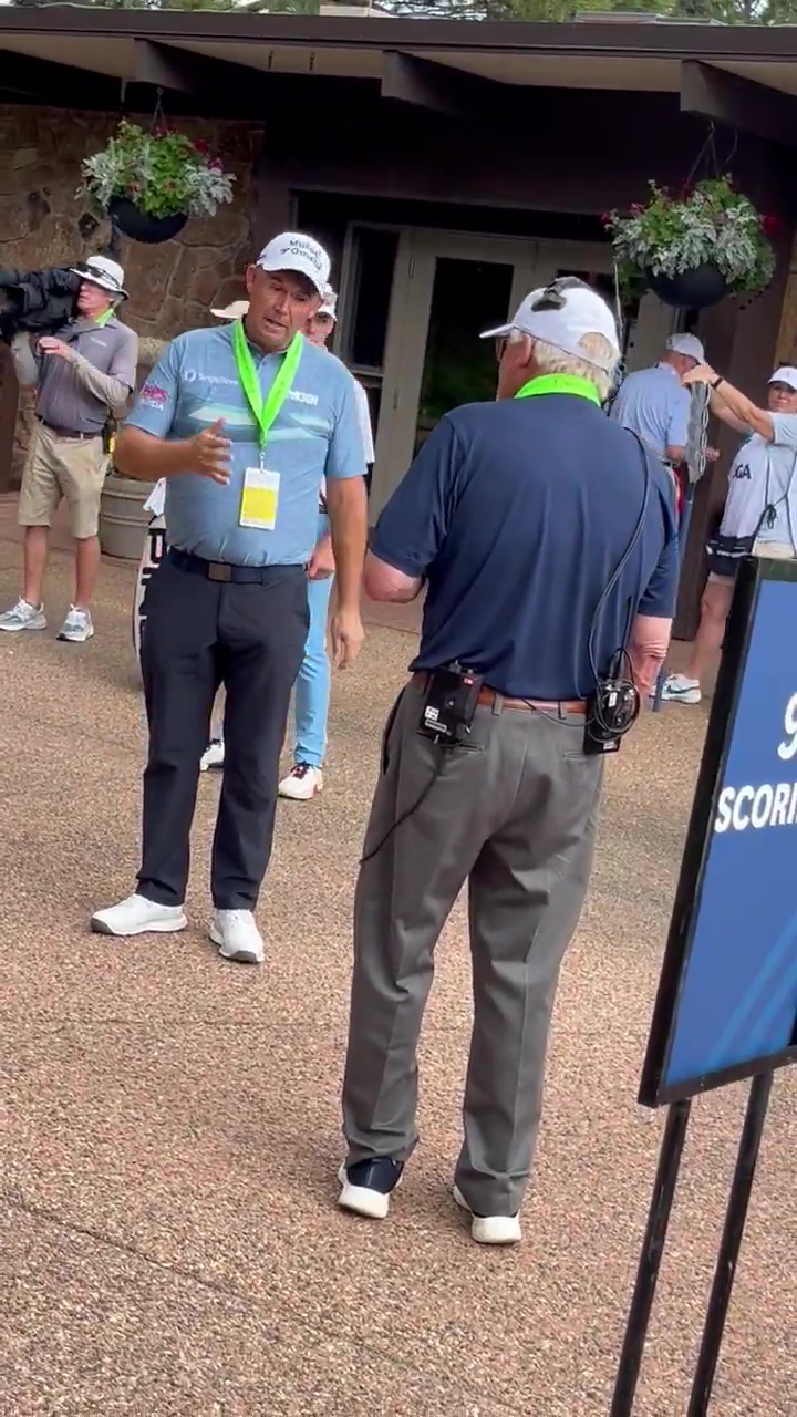 Padraig Harrington being interviewed.