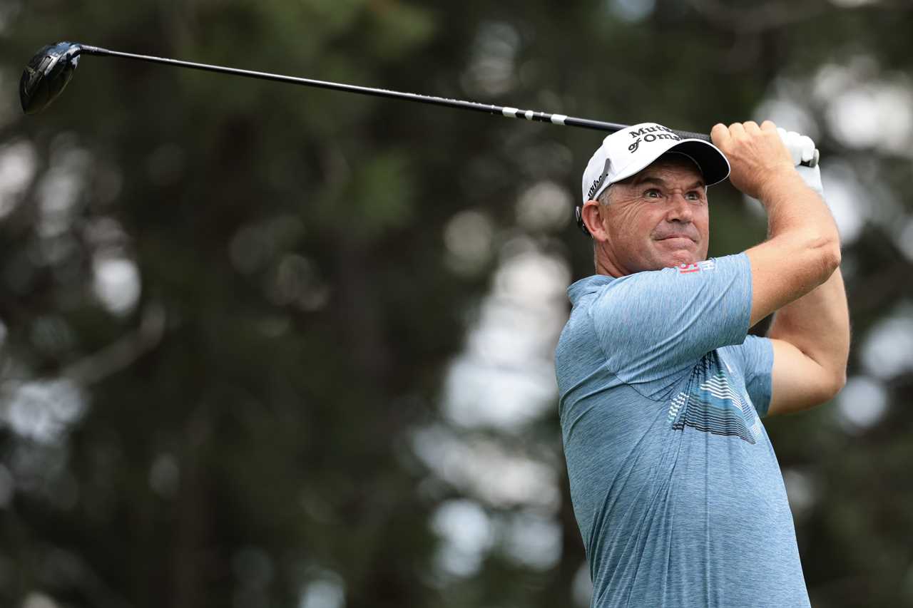 Padraig Harrington teeing off.