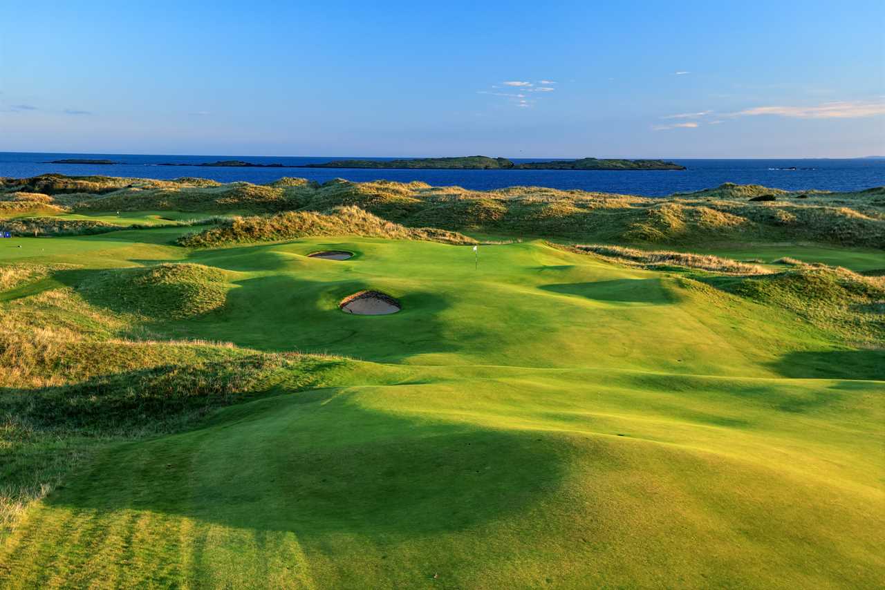 Golf course's 15th hole, "Skerries," at Royal Portrush.