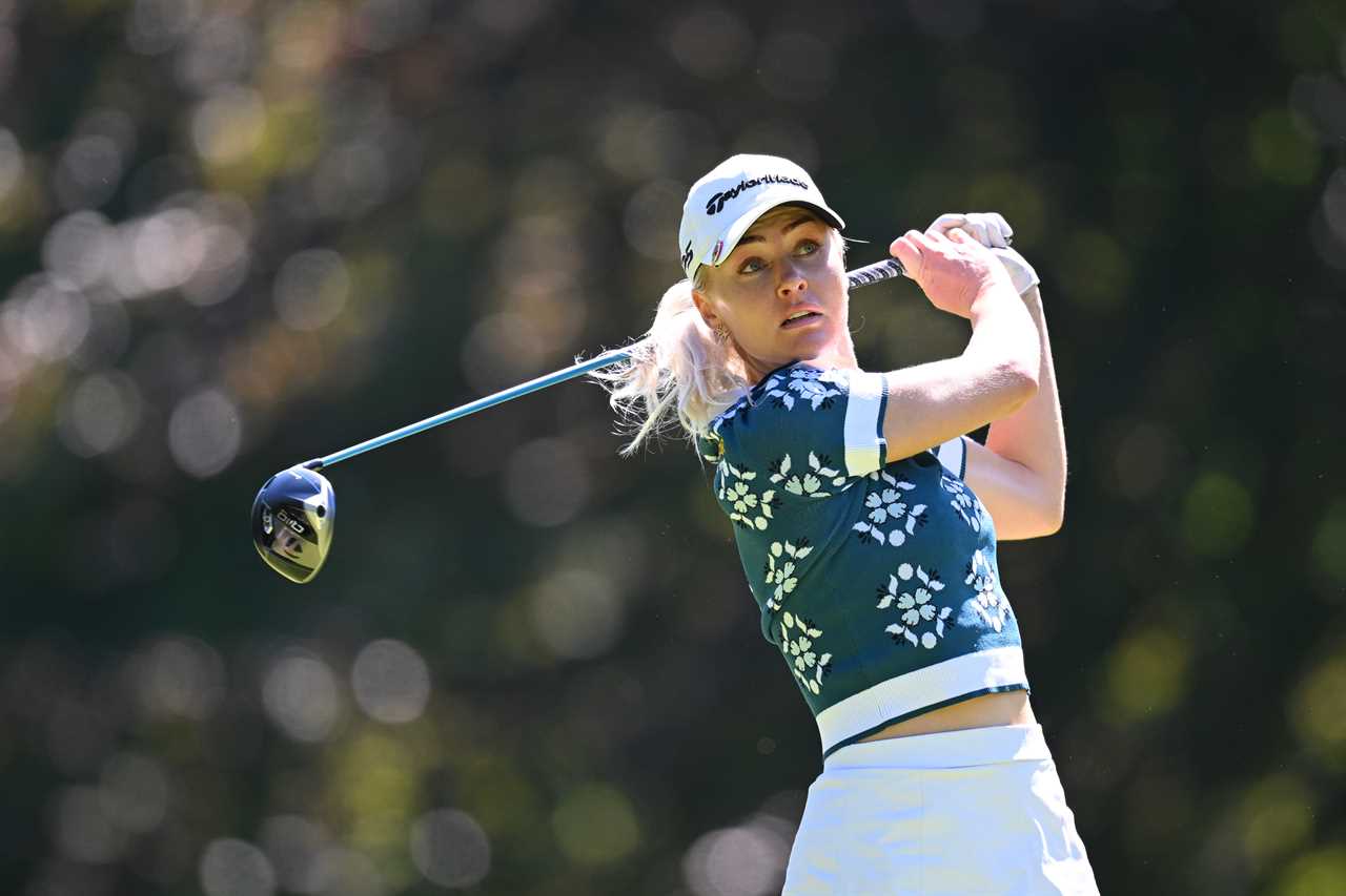 Charley Hull of England playing golf.