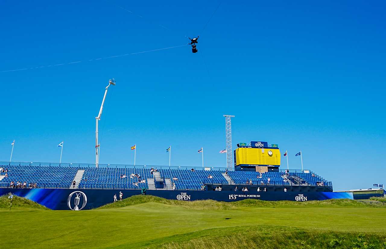 Spidercam over the 18th fairway at Royal Portrush.