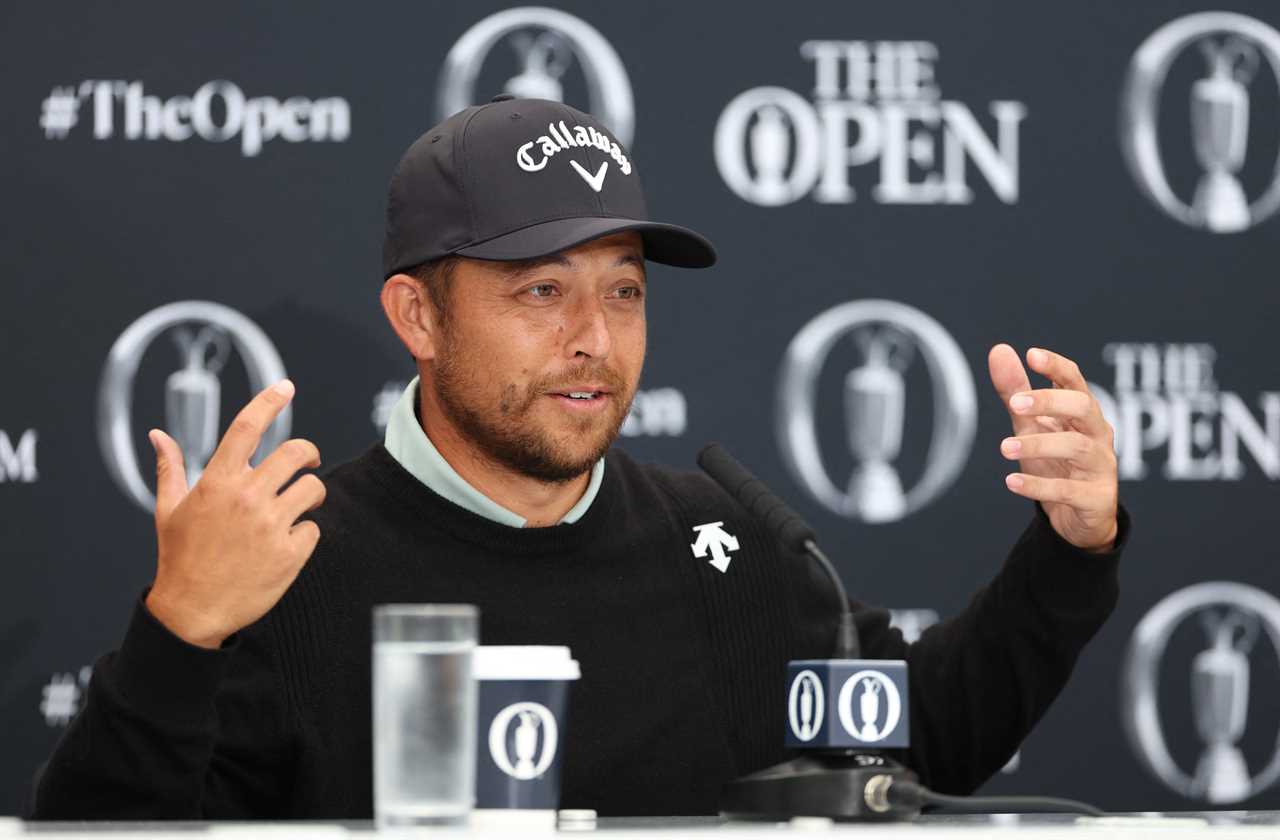Xander Schauffele at a press conference.
