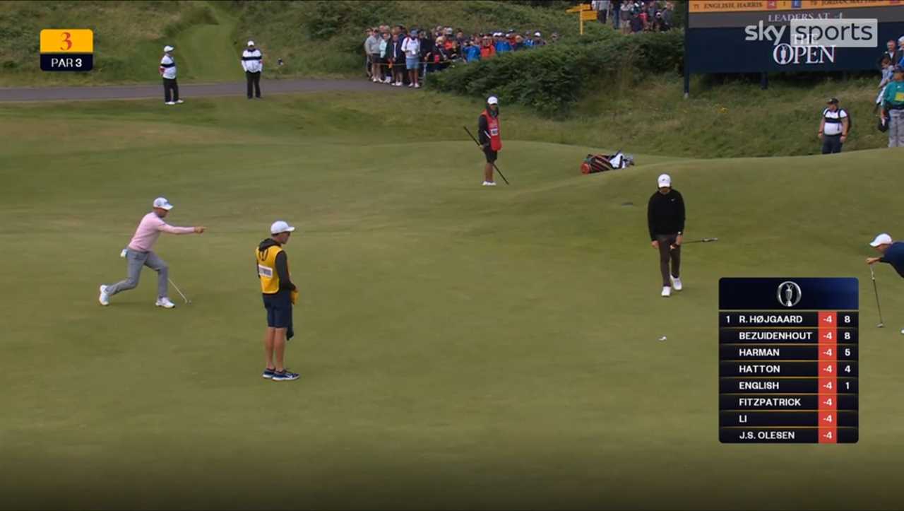 Justin Thomas putting on the green at The Open.