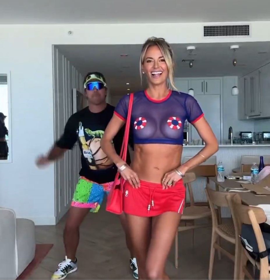 Jena Sims and Brooks Koepka in a playful video.