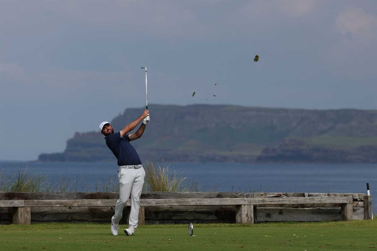 Scottie Scheffler teeing off at the 153rd Open Championship.