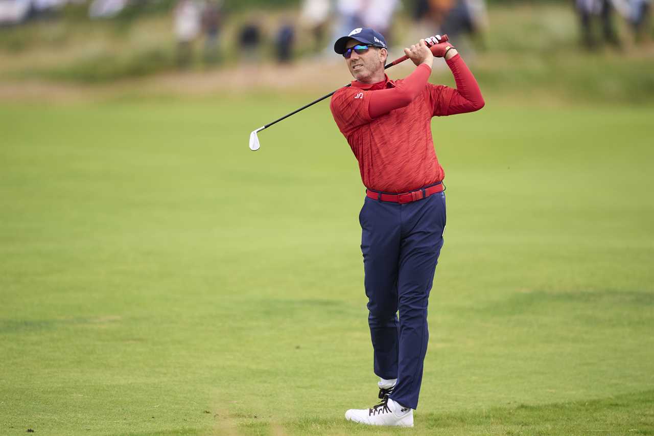 Sergio Garcia of Spain playing golf.