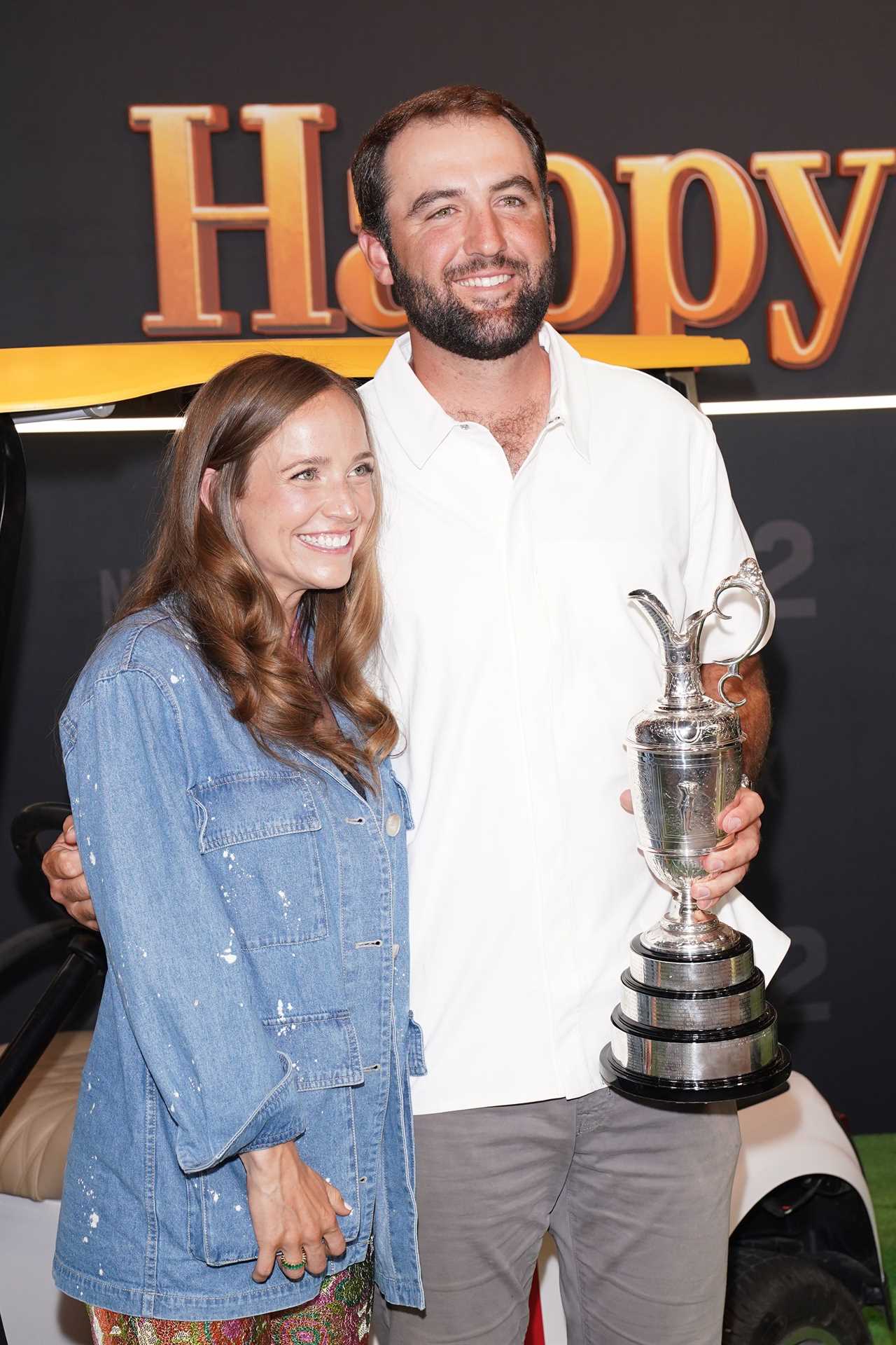 Meredith Scudder and Scottie Scheffler at the "Happy Gilmore 2" film premiere.