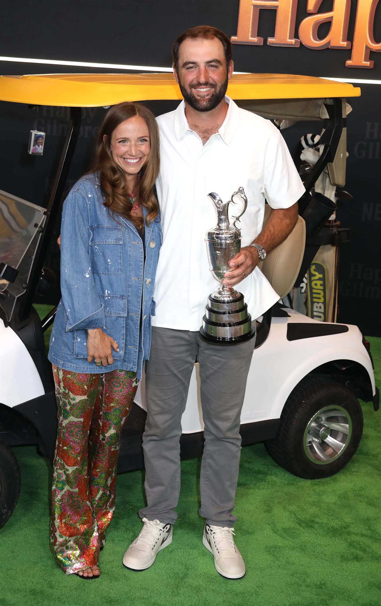 Scottie Scheffler and Meredith Scudder at the premiere of Happy Gilmore 2.
