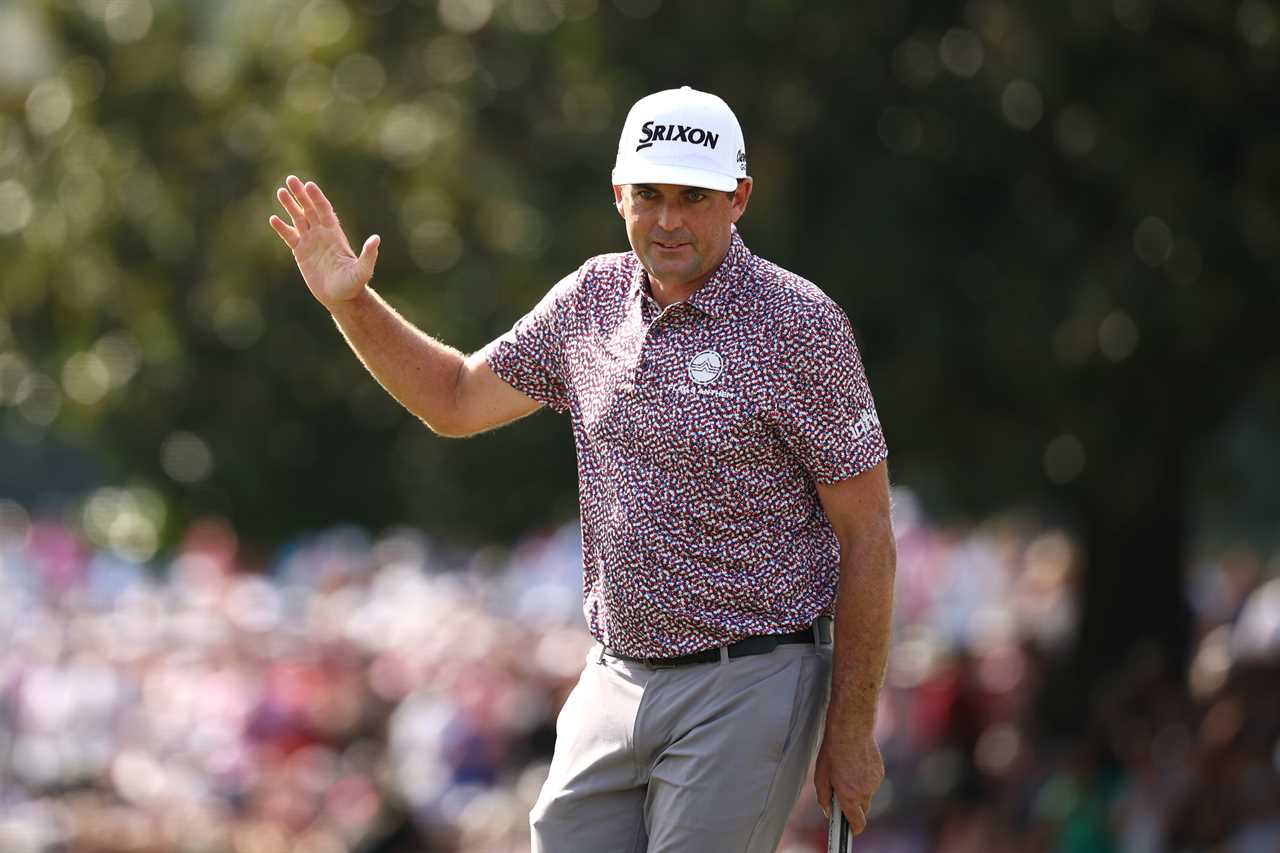 Keegan Bradley waving to the crowd.